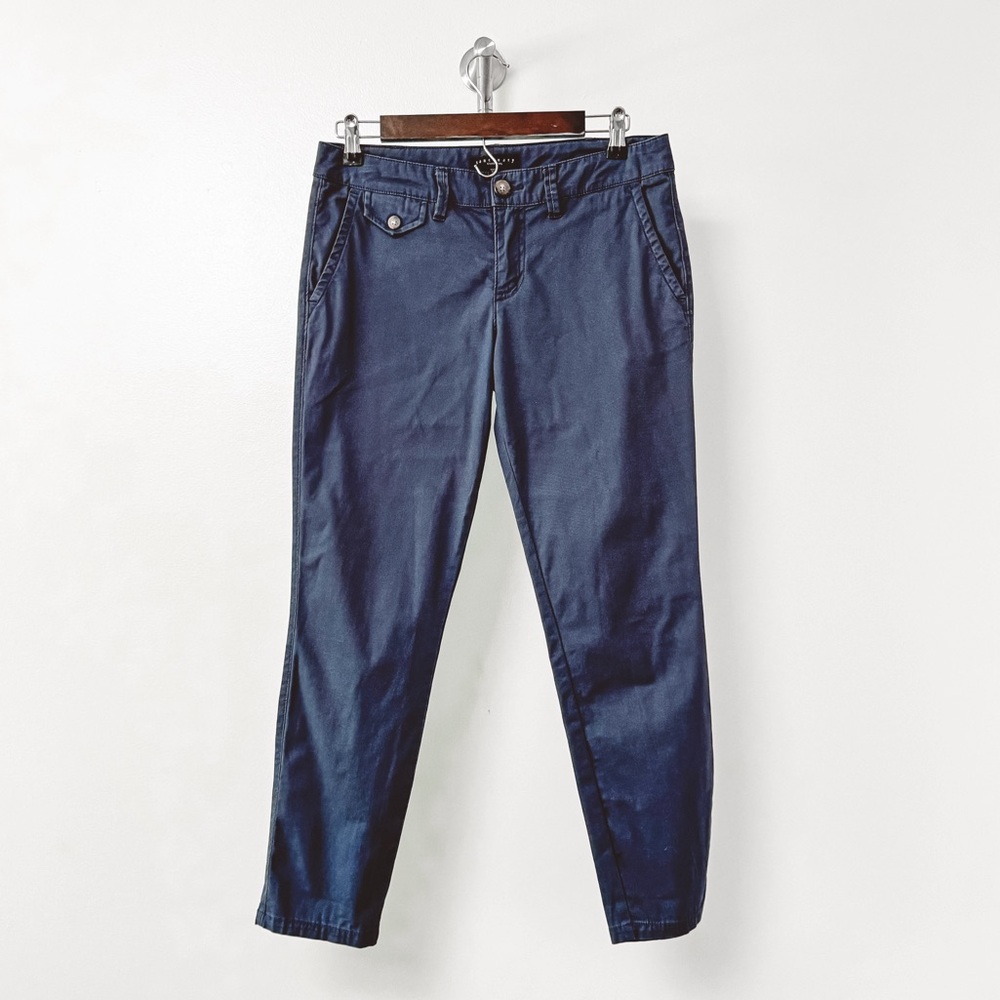 Sanctuary Chino Winter‎ Preppy Casual Cotton Boyfriend Dress Pant Navy Blue